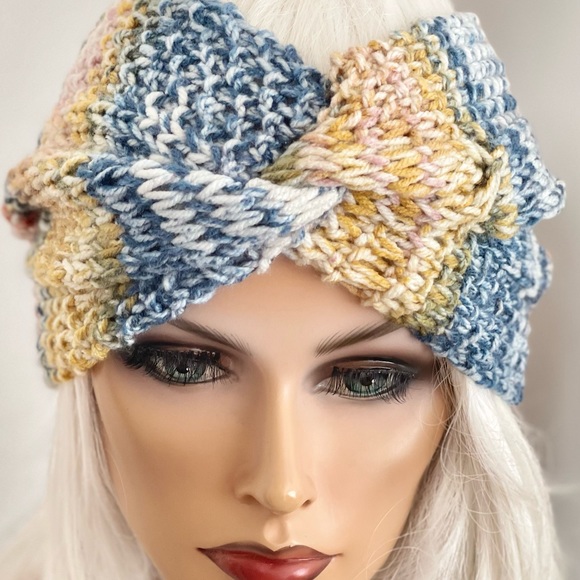 Hand Knits 2 Love Headband Headwrap Bandana Turban Earwarmer Braids Cables Hip - Picture 2 of 11